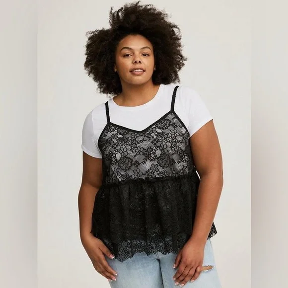 Torrid Peplum Ruffle Cami 2Fer Top - Picture 1 of 6